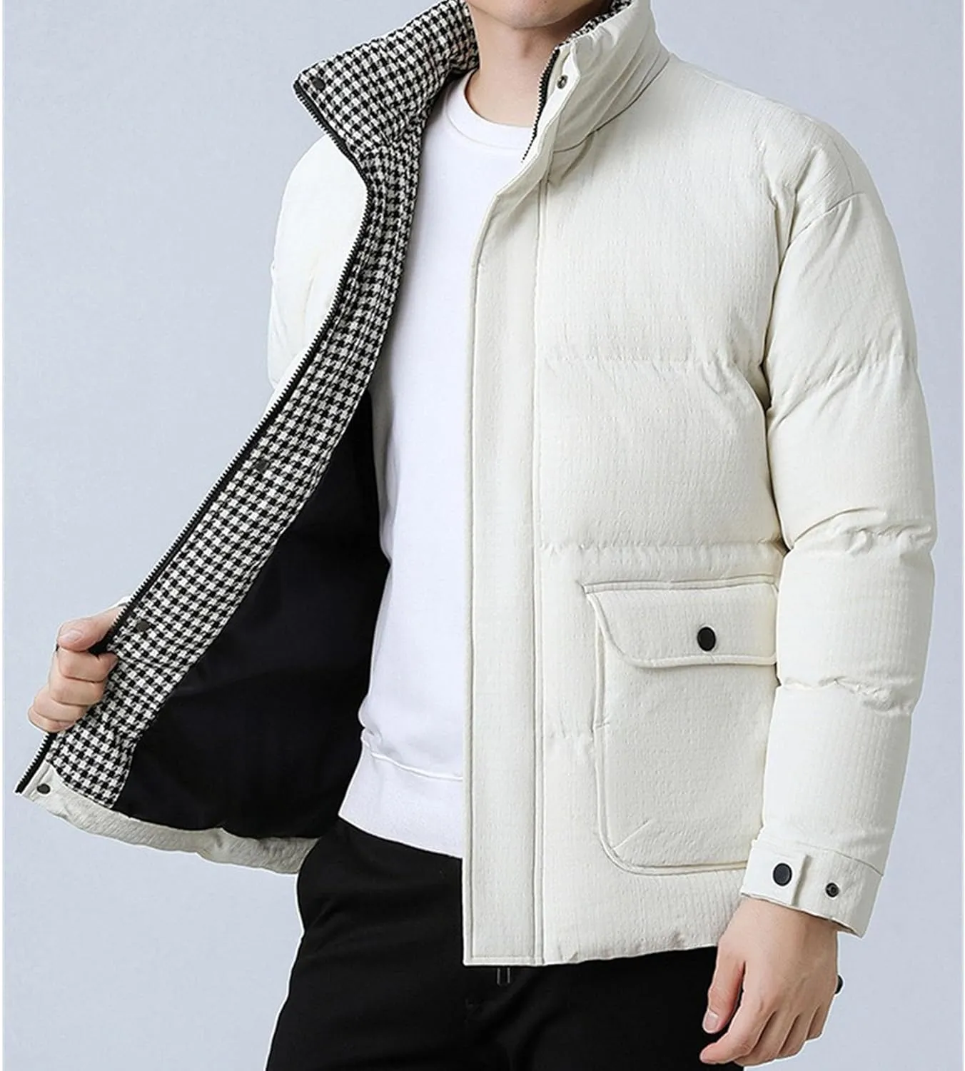 Maiyifu-GJ Men's Lightweight Puffer Jacket Warm Winter Quilted Jackets for Men Thicken Windproof Down Coat Outerwear