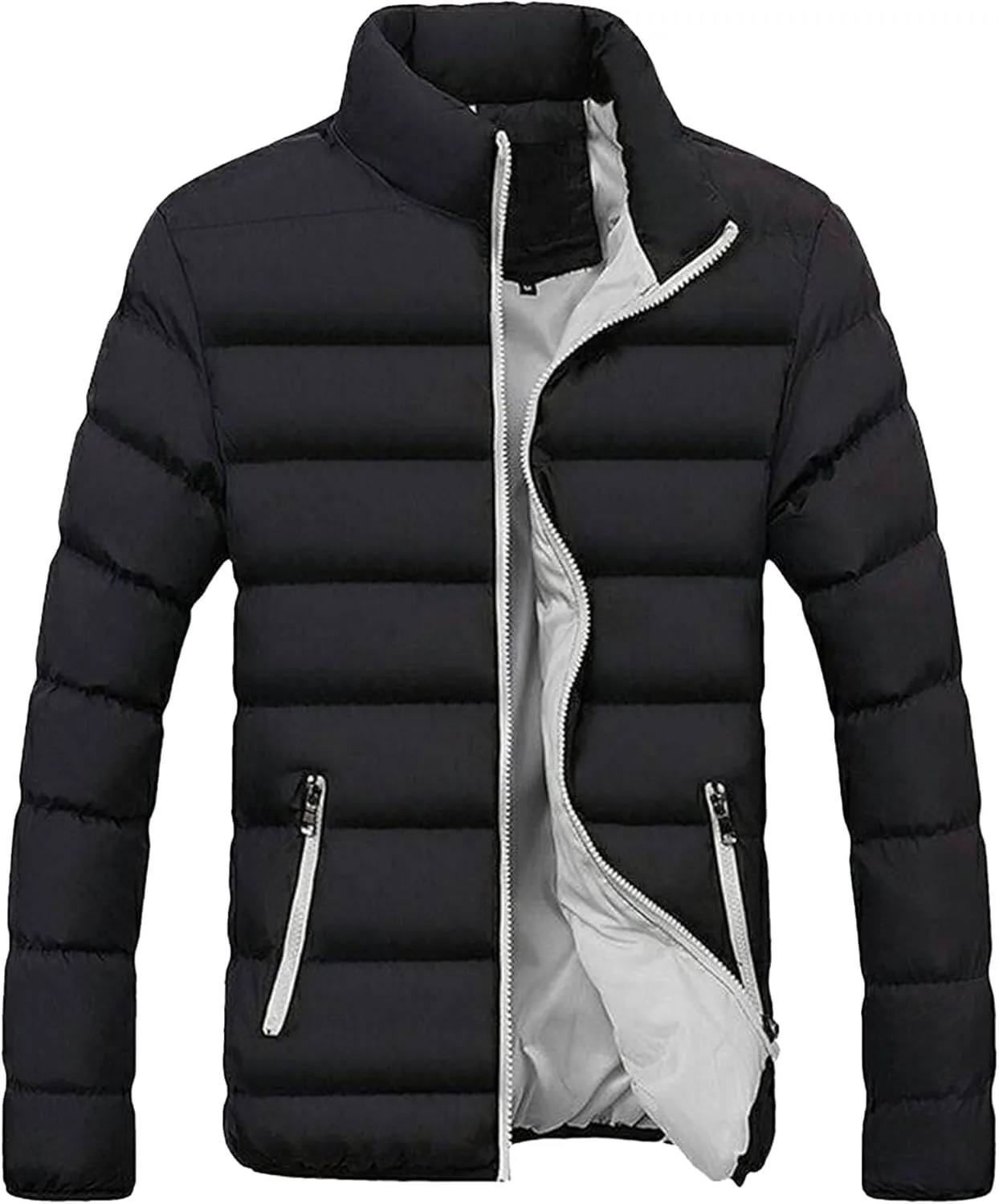 Maiyifu-GJ Men's Quilted Puffer Jacket Winter Warm Lightweight Down Coat Windproof Thicken Padded Coats Outerwear