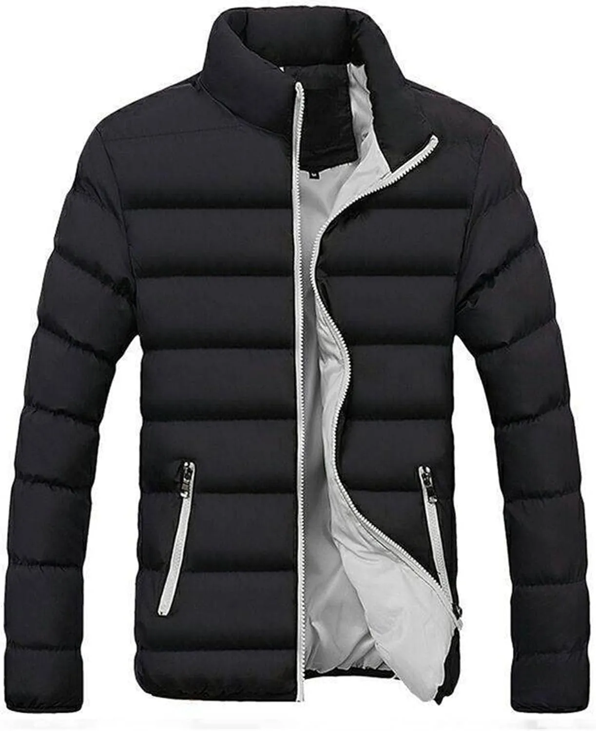 Maiyifu-GJ Men's Quilted Puffer Jacket Winter Warm Lightweight Down Coat Windproof Thicken Padded Coats Outerwear