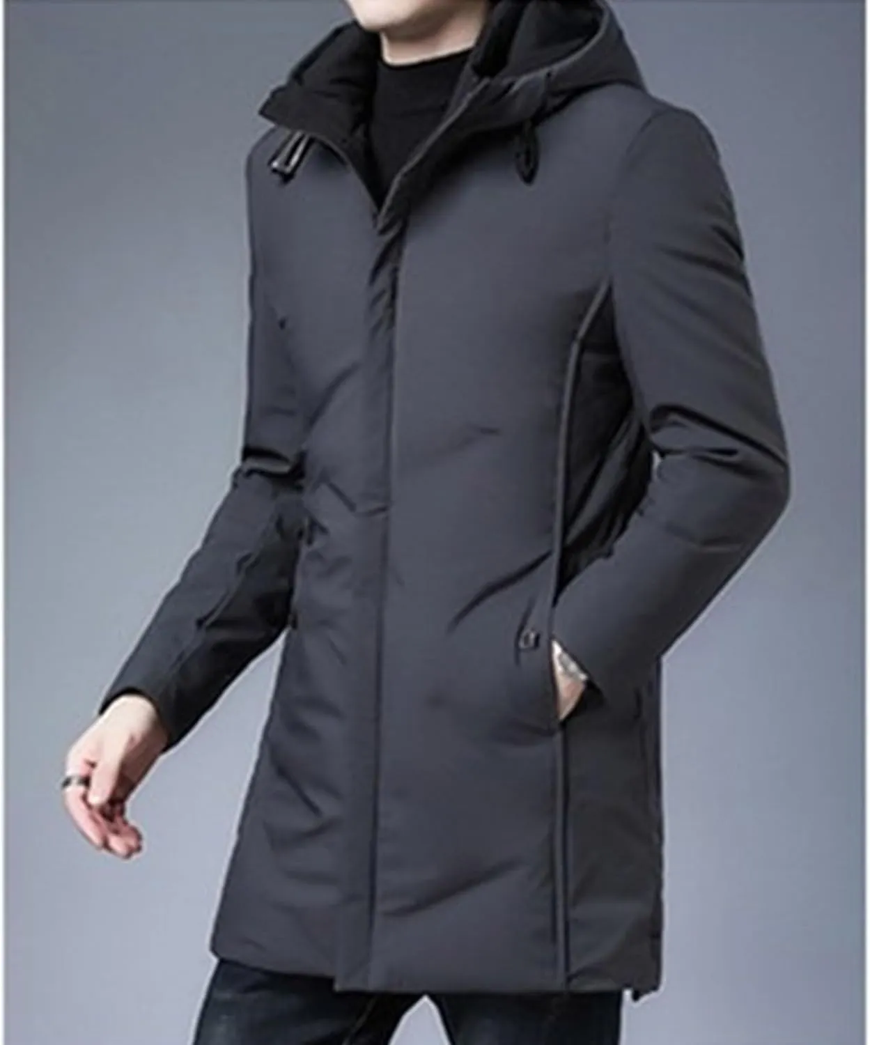 Maiyifu-GJ Mens Winter Coats Hooded Quilted Down Coat Windproof Thicken Long Puffer Jacket Padded Warm Parka Jacket Outerwear