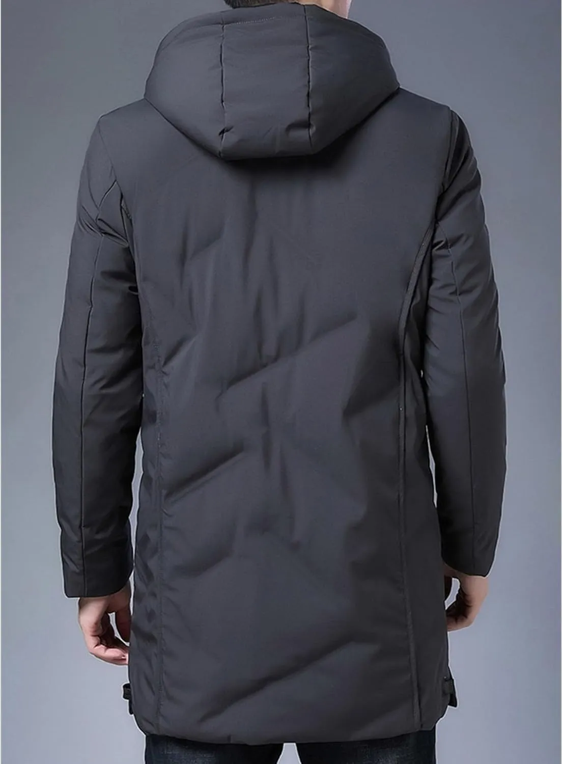 Maiyifu-GJ Mens Winter Coats Hooded Quilted Down Coat Windproof Thicken Long Puffer Jacket Padded Warm Parka Jacket Outerwear