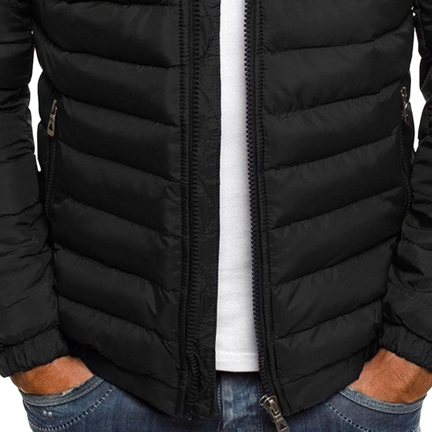 Maiyifu-GJ Men's Winter Jackets Coat Hooded Warm Puffer Jacket Casual Lightweight Quilted Down Coats Outerwear Windbreaker