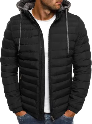 Maiyifu-GJ Men's Winter Jackets Coat Hooded Warm Puffer Jacket Casual Lightweight Quilted Down Coats Outerwear Windbreaker