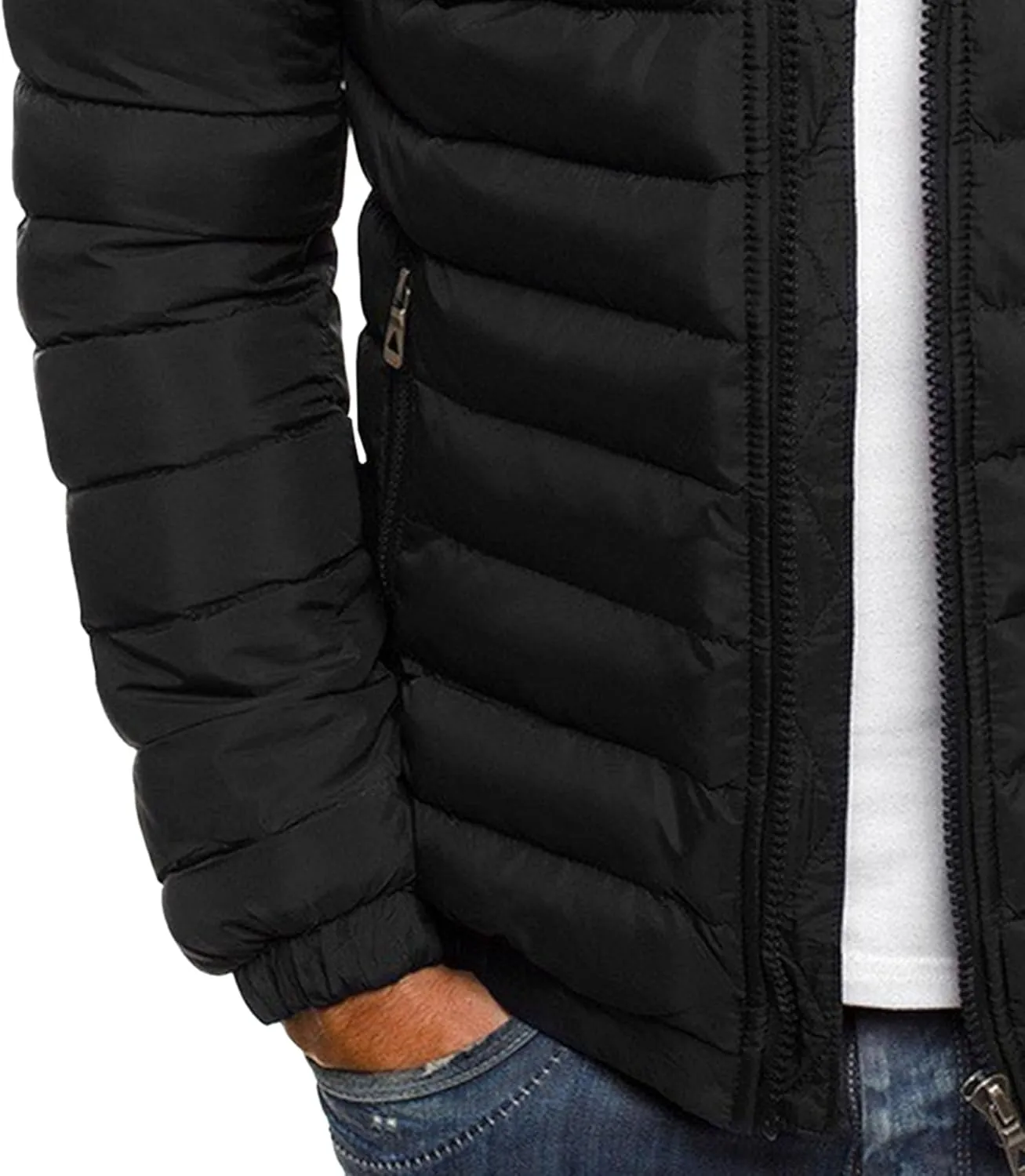 Maiyifu-GJ Men's Winter Jackets Coat Hooded Warm Puffer Jacket Casual Lightweight Quilted Down Coats Outerwear Windbreaker