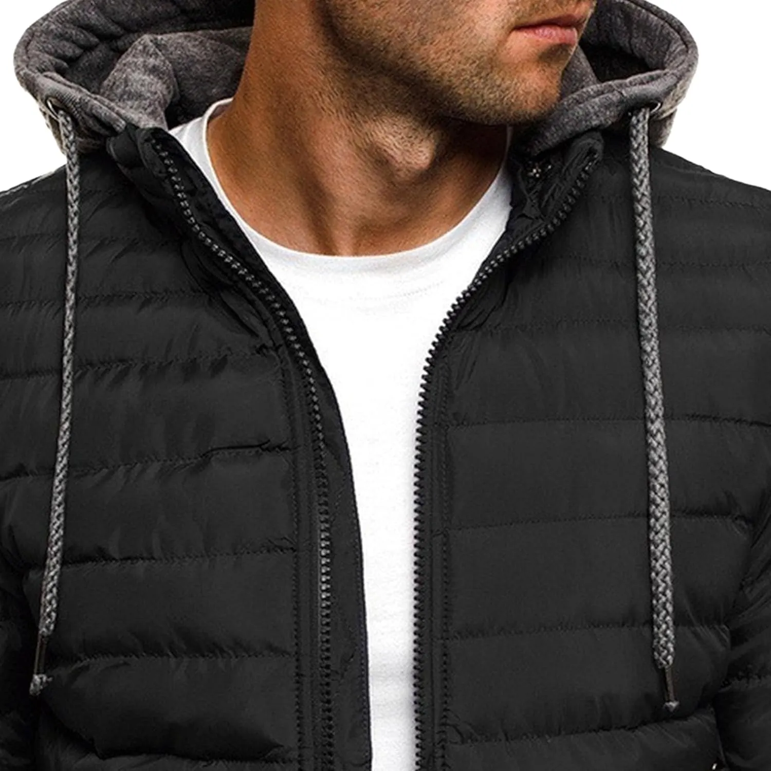 Maiyifu-GJ Men's Winter Jackets Coat Hooded Warm Puffer Jacket Casual Lightweight Quilted Down Coats Outerwear Windbreaker
