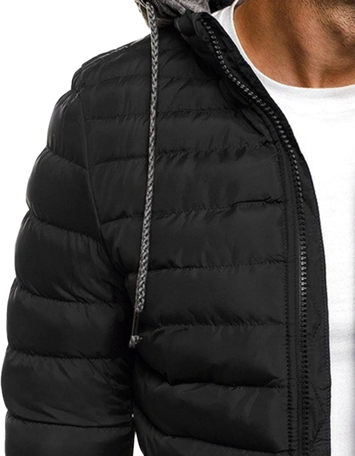 Maiyifu-GJ Men's Winter Jackets Coat Hooded Warm Puffer Jacket Casual Lightweight Quilted Down Coats Outerwear Windbreaker