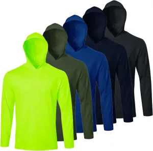 Men UPF 50  Sun Protection Hoodie Long Sleeve T Shirts Pack Quick Dry Shirt for Athletic Running Activewear Workout