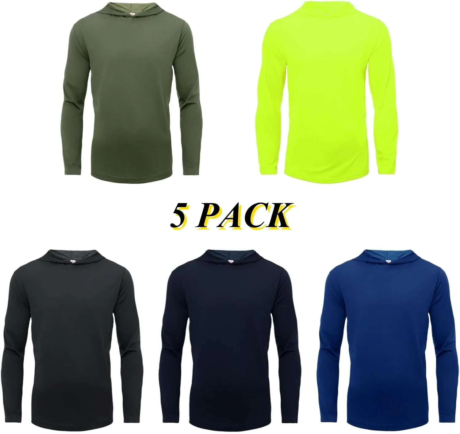 Men UPF 50  Sun Protection Hoodie Long Sleeve T Shirts Pack Quick Dry Shirt for Athletic Running Activewear Workout