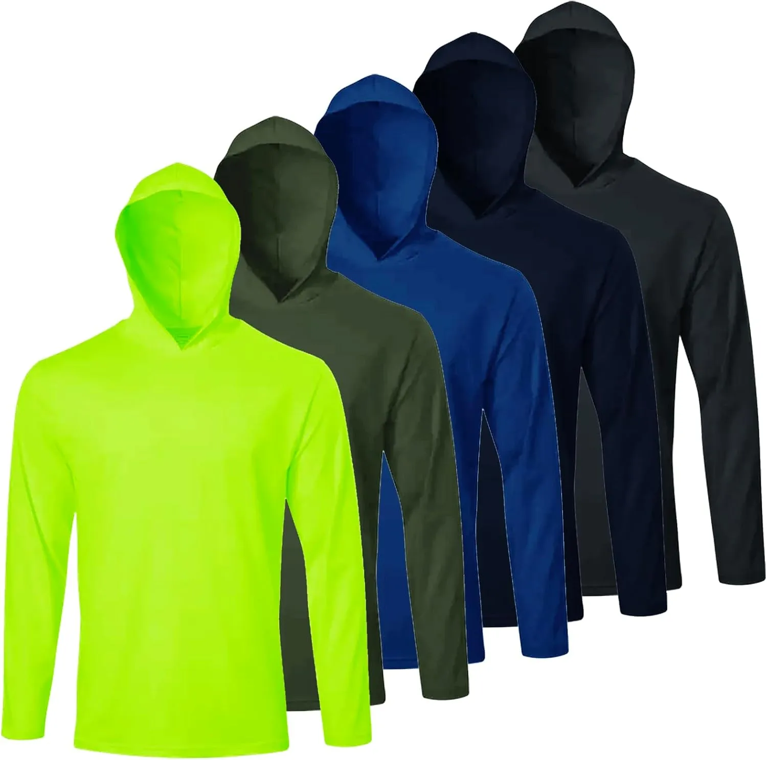 Men UPF 50  Sun Protection Hoodie Long Sleeve T Shirts Pack Quick Dry Shirt for Athletic Running Activewear Workout