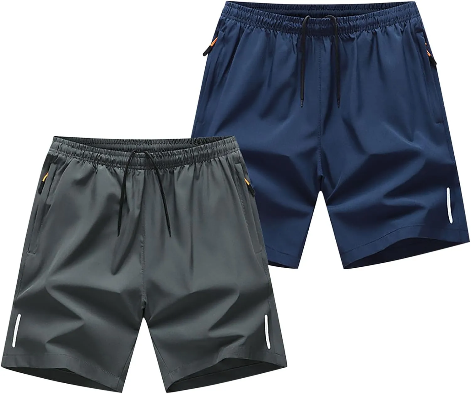Mens 2 Pack Quick Dry Shorts 5 Inch Sports and Outdoors Short Casual Pants Moisture Wicking Shorts with Zipper Pockets