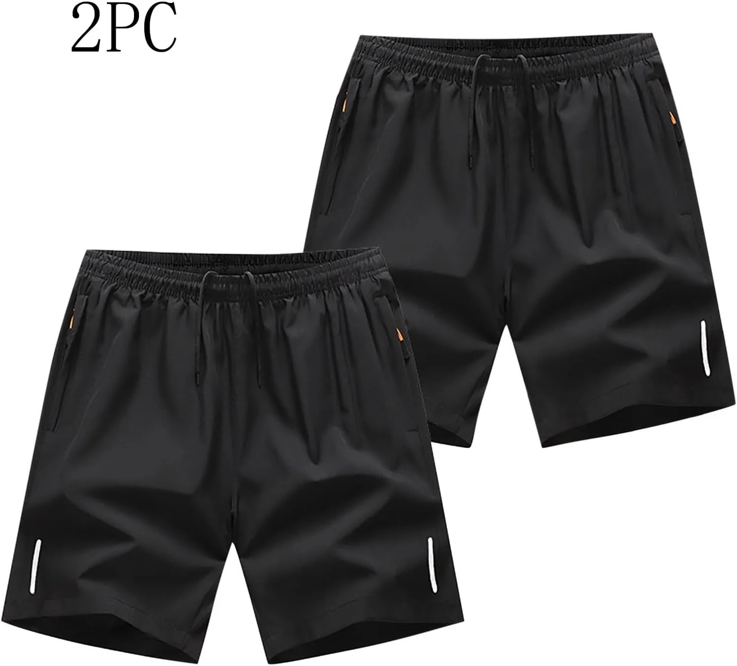 Mens 2 Pack Quick Dry Shorts 5 Inch Sports and Outdoors Short Casual Pants Moisture Wicking Shorts with Zipper Pockets