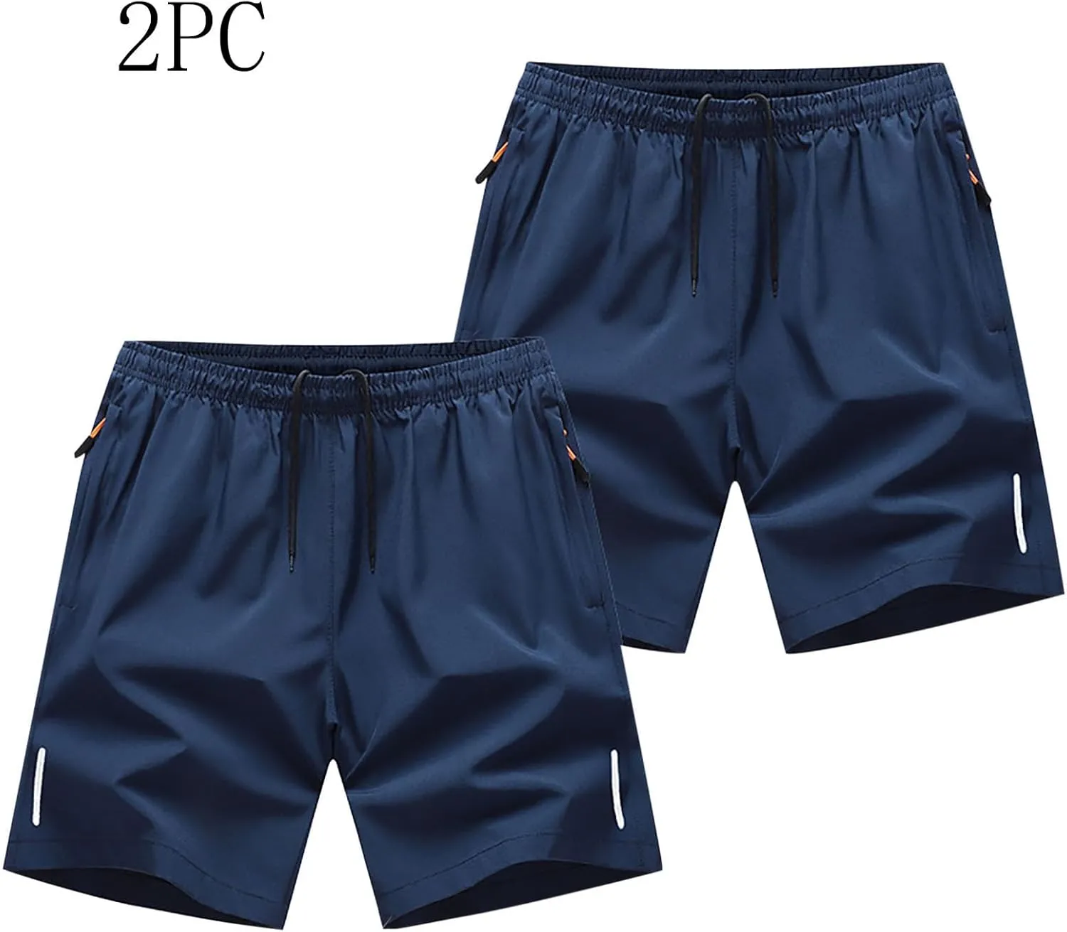 Mens 2 Pack Quick Dry Shorts 5 Inch Sports and Outdoors Short Casual Pants Moisture Wicking Shorts with Zipper Pockets