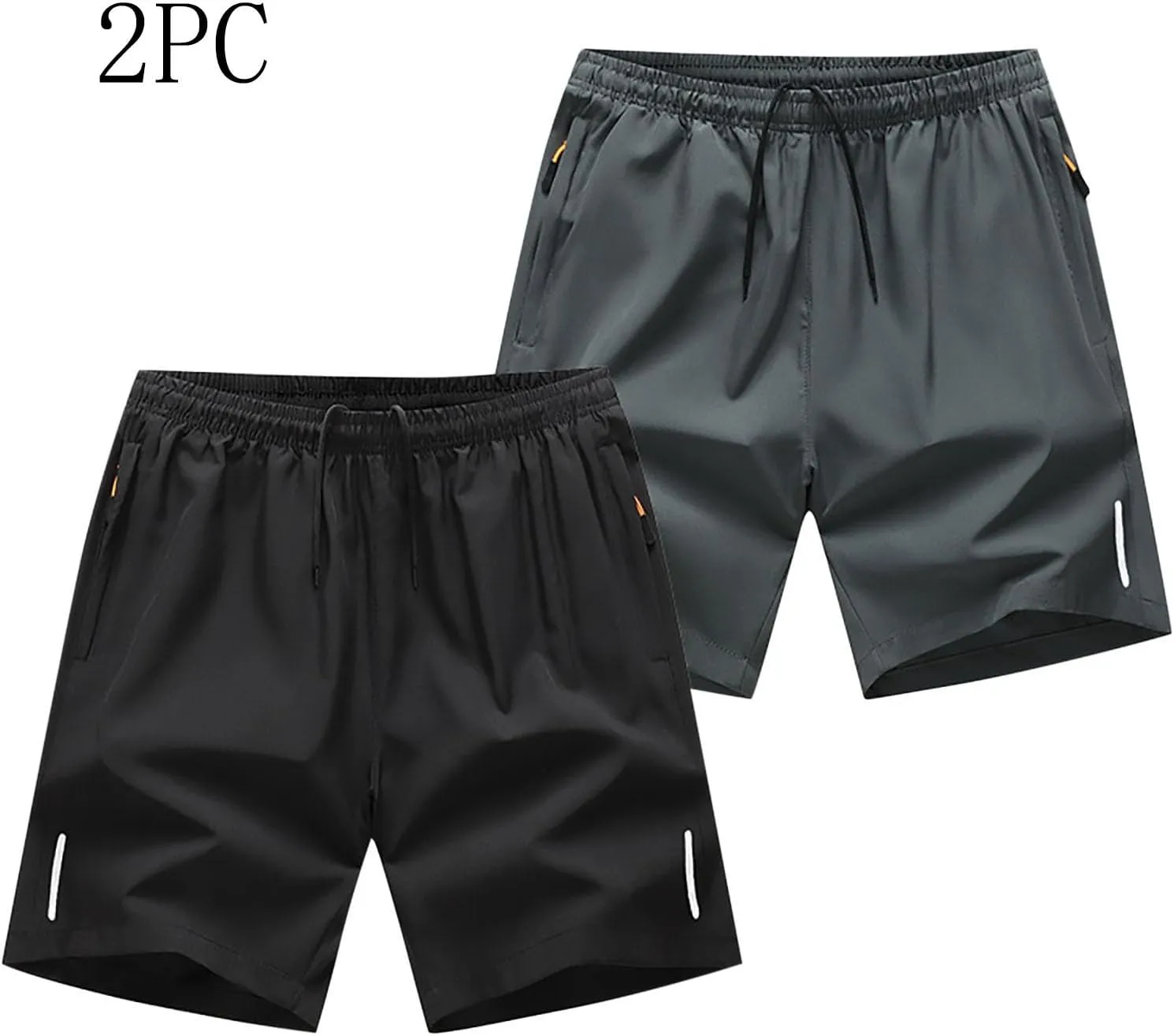 Mens 2 Pack Quick Dry Shorts 5 Inch Sports and Outdoors Short Casual Pants Moisture Wicking Shorts with Zipper Pockets