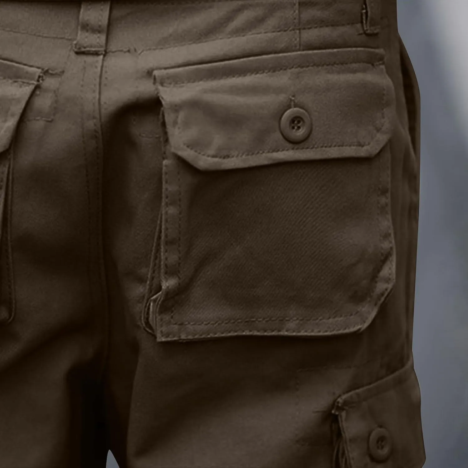 Men's Athletic Gym Cargo Shorts Plus Size Solid Outdoor Wear Resistance Short with Multiple Pockets Knee Length Short