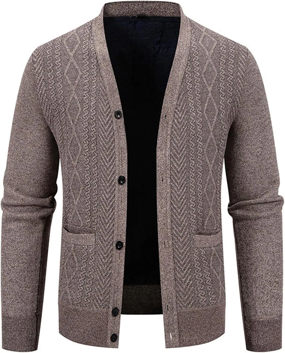 Men's Cardigan Sweaters Cable Knit Cardigan Button Down Knit Sweater Open Front Cardigan V Neck Sweater with Pockets