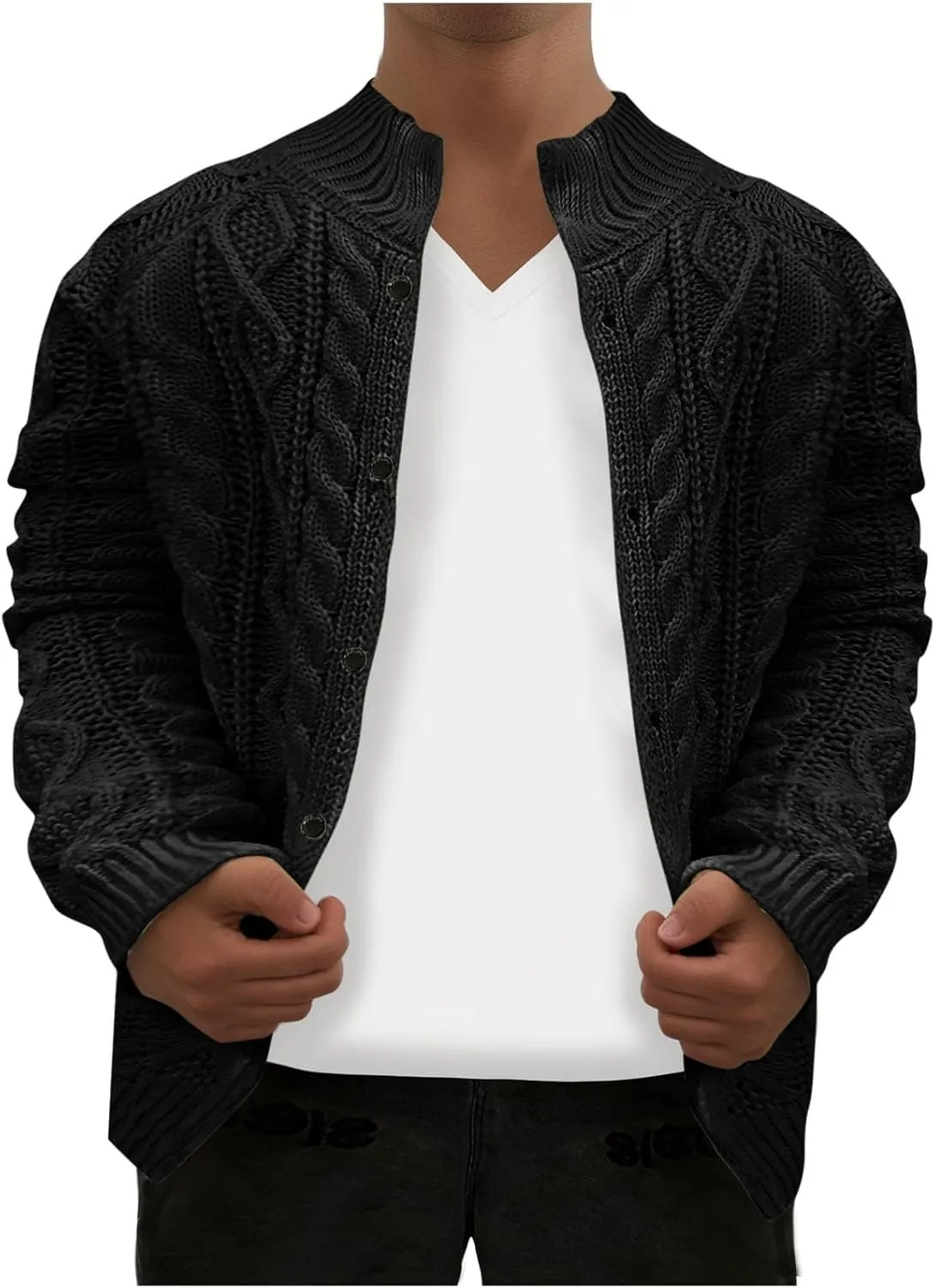 Men's Cardigan Sweaters Cable Knit Sweater Button Down Sweater Open Front Cardigan Plus Size Long Sleeve Sweaters