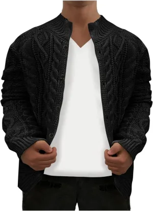 Men's Cardigan Sweaters Cable Knit Sweater Button Down Sweater Open Front Cardigan Plus Size Long Sleeve Sweaters