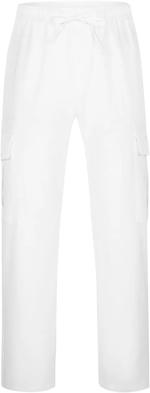 Mens Cargo Sweatpants Athletic Straight Jogger Pant Multi Pocket Big and Tall Baggy Tactical Workout Trouser