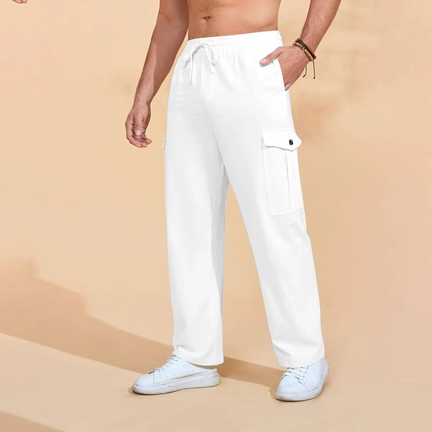 Mens Cargo Sweatpants Athletic Straight Jogger Pant Multi Pocket Big and Tall Baggy Tactical Workout Trouser