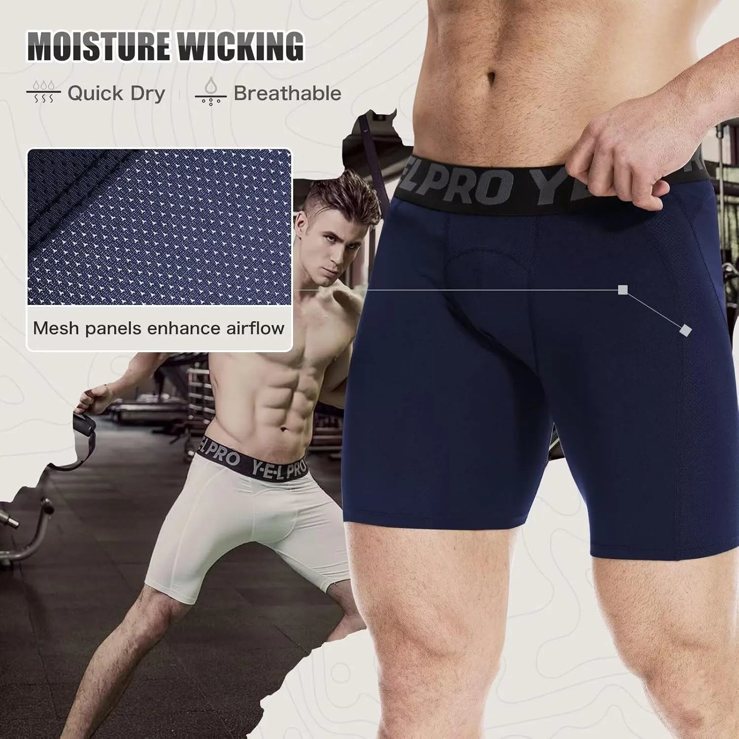 Mens Compression Shorts Quick Dry Basketball Spandex Shorts Light Athletic Underwear Shorts for Running Soccer