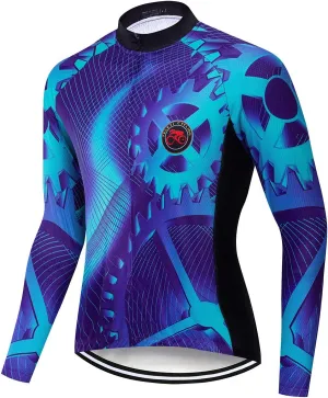 Men's Cycling Jersey Long Sleeve Breathable Biking Shirts Gear Style