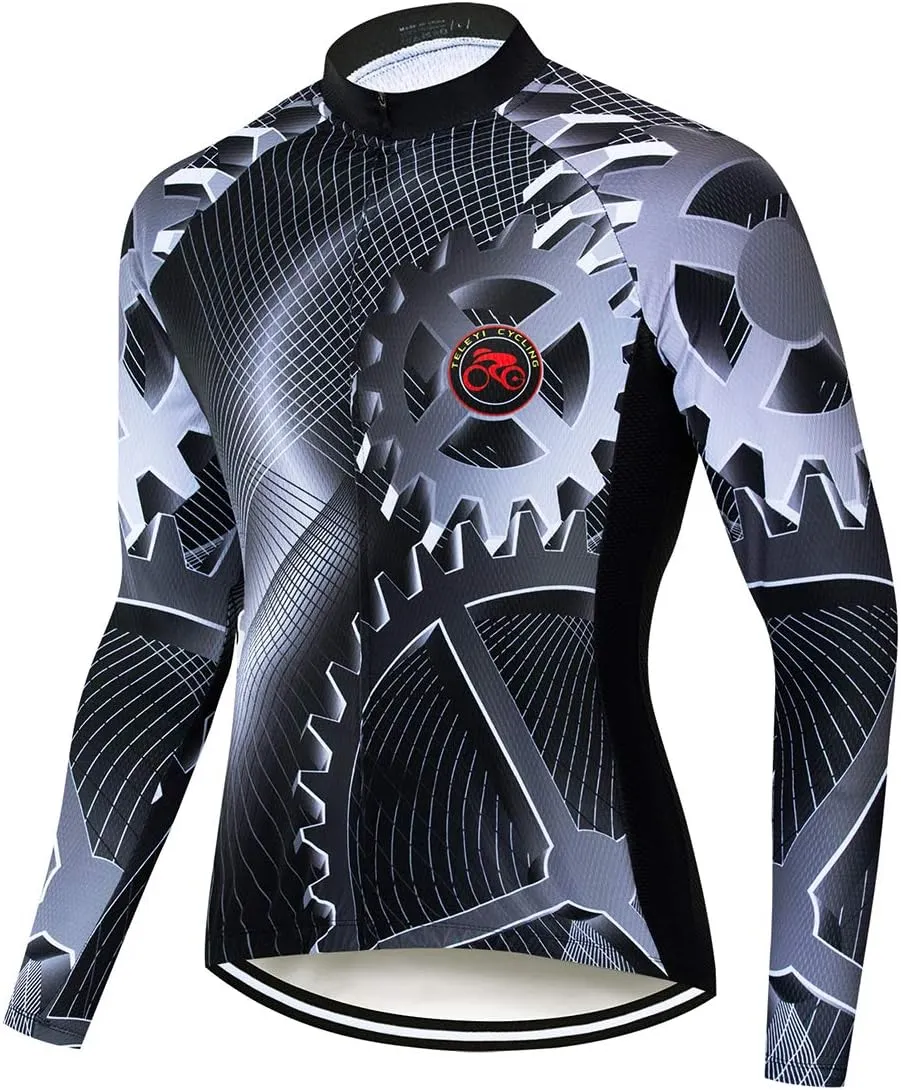 Men's Cycling Jersey Long Sleeve Breathable Biking Shirts Gear Style