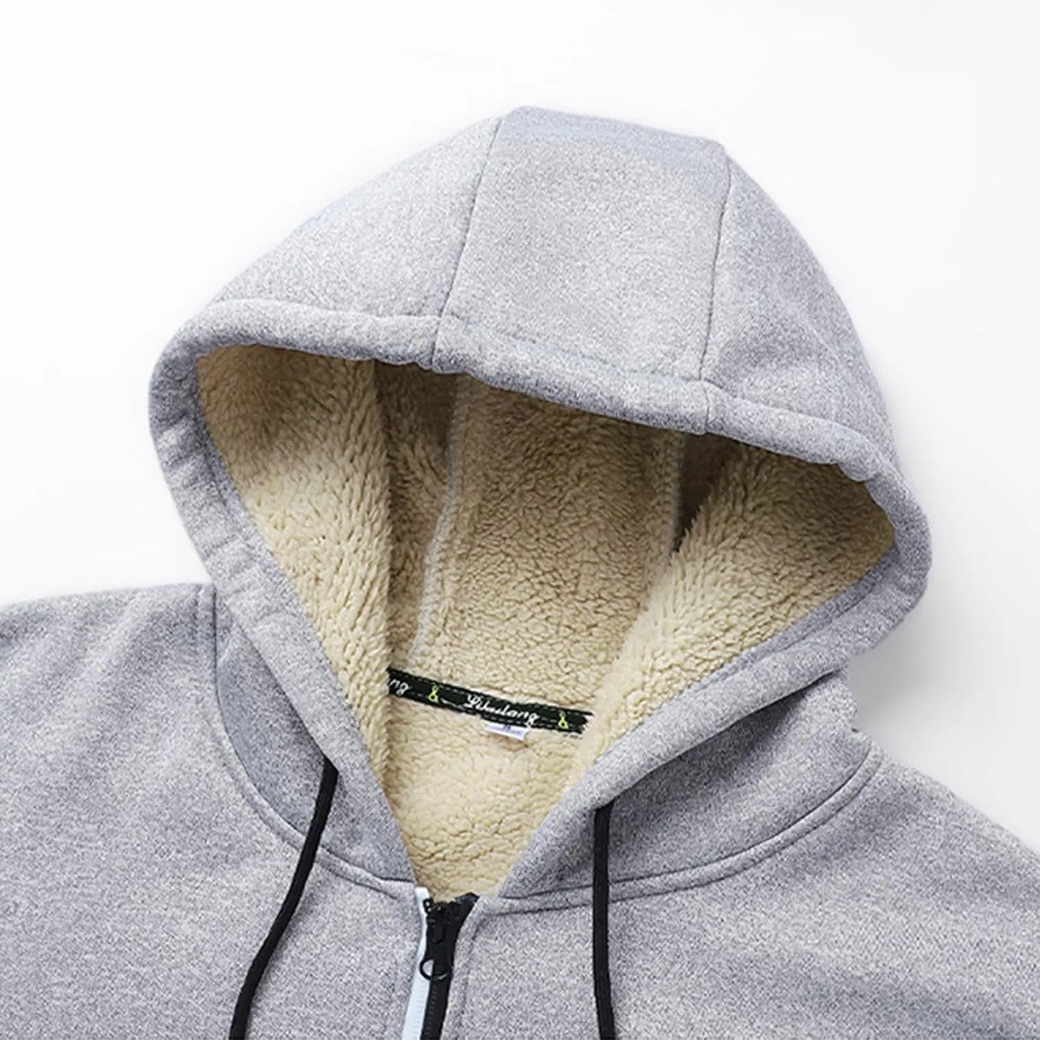 Men's Fleece Lined Hoodie Jacket Sherpa Lining Warm Winter Hooded Coat Zip Up Casual Jacket Cozy Outdoor Wear Coats