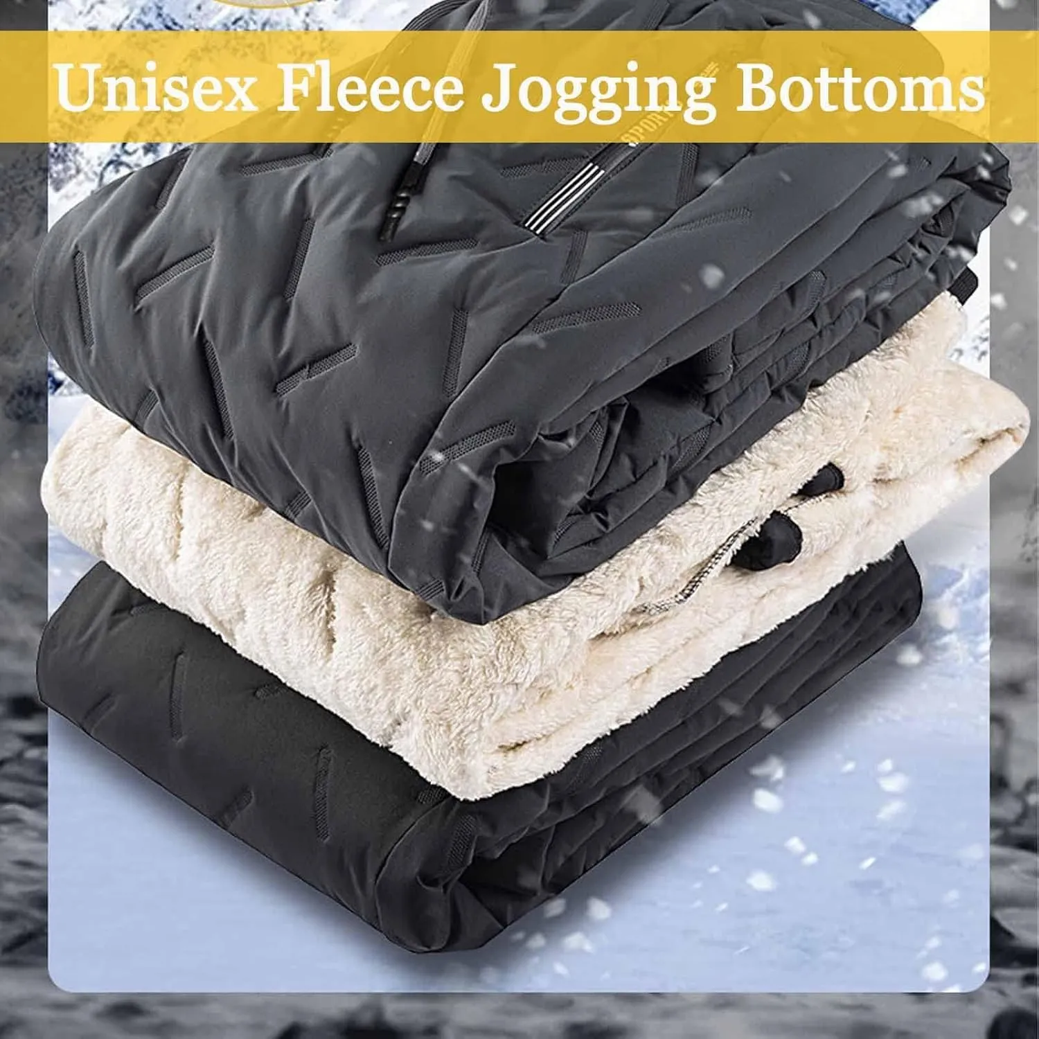 Men's Fleece Lined Sweatpants High Comfort Straight Leg Casual Pants Sherpa Lined Sweatpants Fleece Work Pants Men