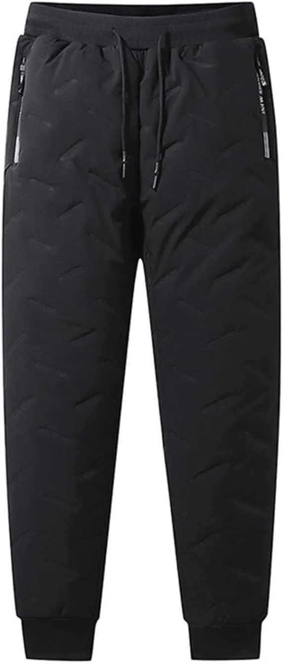 Men's Fleece Lined Sweatpants High Comfort Straight Leg Casual Pants Sherpa Lined Sweatpants Fleece Work Pants Men