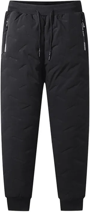 Men's Fleece Lined Sweatpants High Comfort Straight Leg Casual Pants Sherpa Lined Sweatpants Fleece Work Pants Men