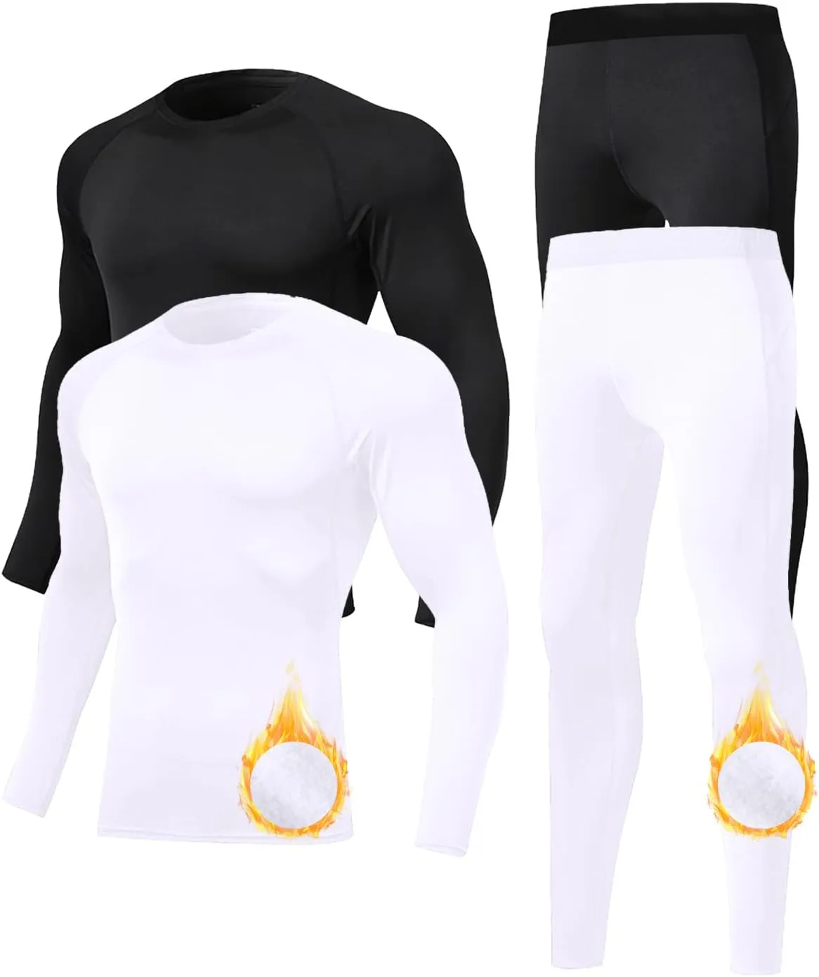 Mens Long Johns Thermal Underwear Fleece Lined Base Layer Set Winter Cold Weather Gear Warm Hunting Set Top Bottom