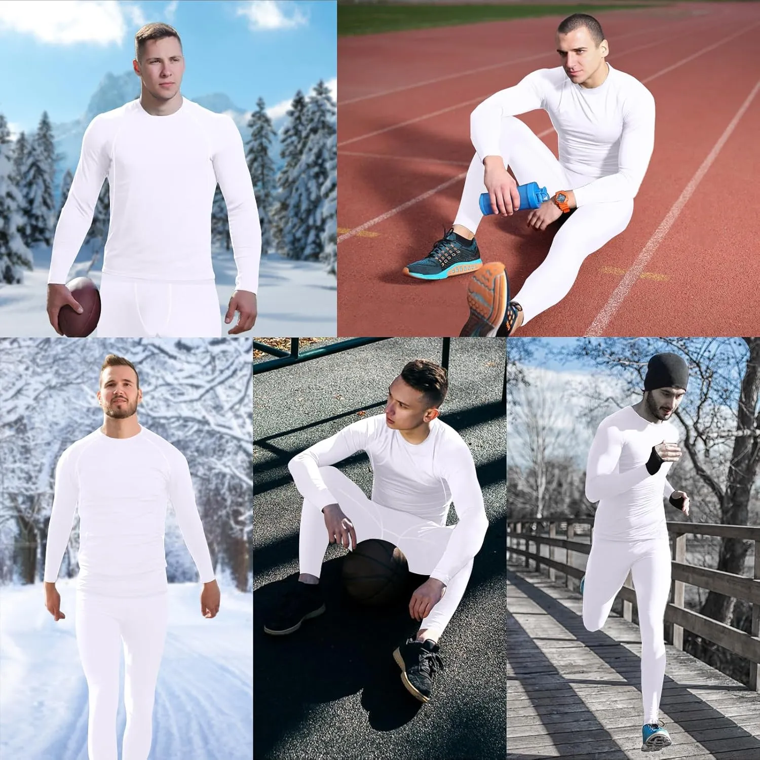 Mens Long Johns Thermal Underwear Fleece Lined Base Layer Set Winter Cold Weather Gear Warm Hunting Set Top Bottom