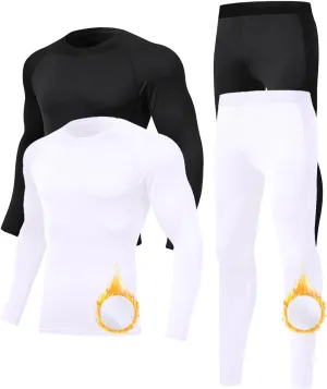 Mens Long Johns Thermal Underwear Fleece Lined Base Layer Set Winter Cold Weather Gear Warm Hunting Set Top Bottom