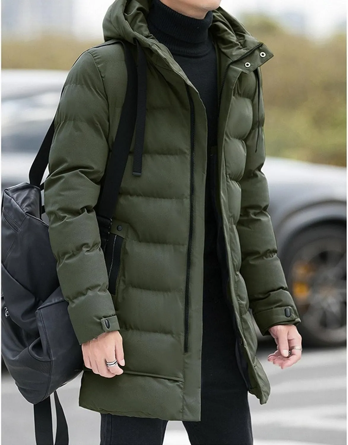 Men’s Long Winter Down Coat Warm Windproof Padded Parka Coats Thickened Quilted Puffer Jacket Winter Outerwear