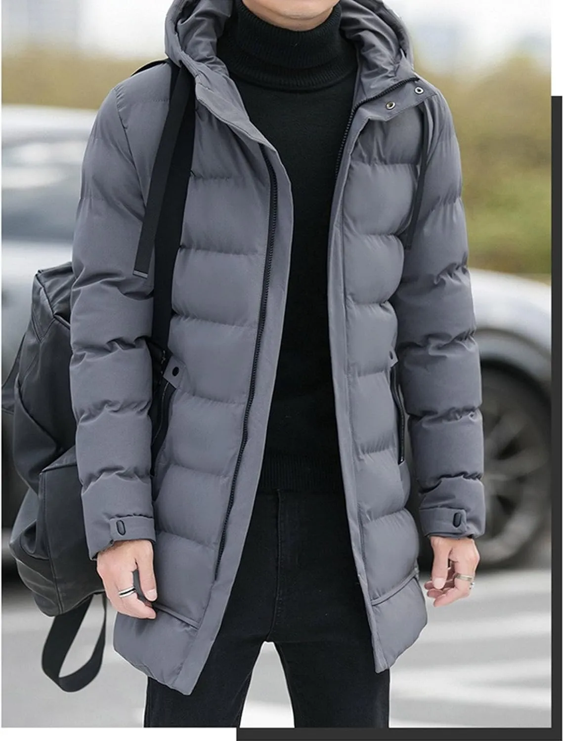 Men’s Long Winter Down Coat Warm Windproof Padded Parka Coats Thickened Quilted Puffer Jacket Winter Outerwear