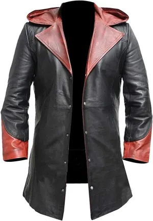Men's Maroon Leather Trench Coat – Game-Inspired Long Cosplay Costume Jacket