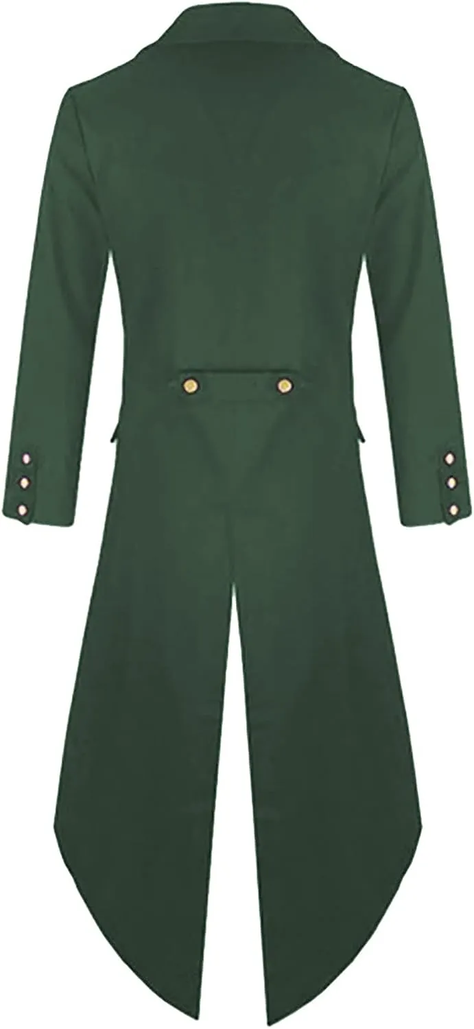 Mens Medieval Steampunk Tailcoat Victorian Prince Jacket Frock Coat Halloween Gothic Jacket Vintage Trench Coat