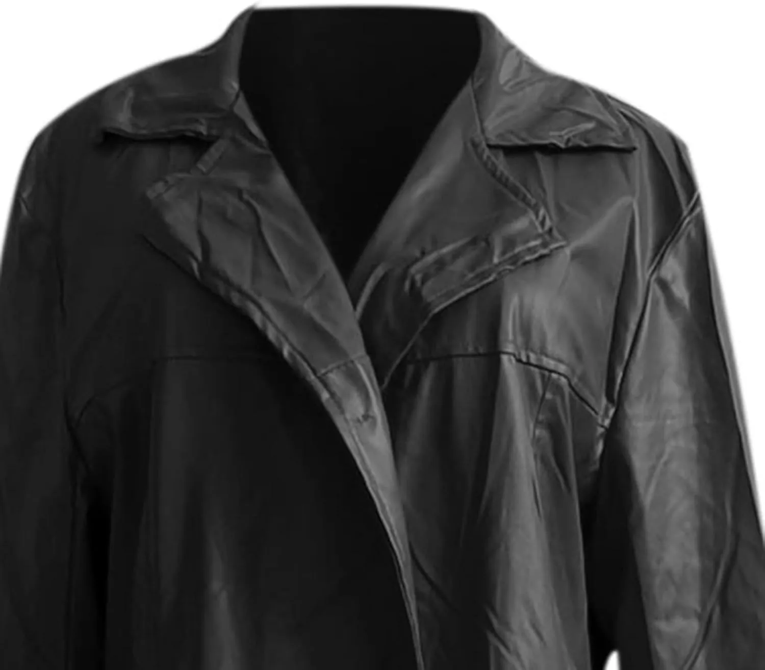 Mens Retro Leather Jacket Long Steampunk Overcoat Long Sleeve Open Front Cardigan Jacket Vintage Trench Coat