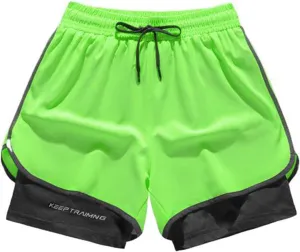 Mens Shorts 3 Inch with Lining Quick Dry Short Pants Colorblock Elastic Waist Sports Wear,Mens Active Wear,Athletic Gear