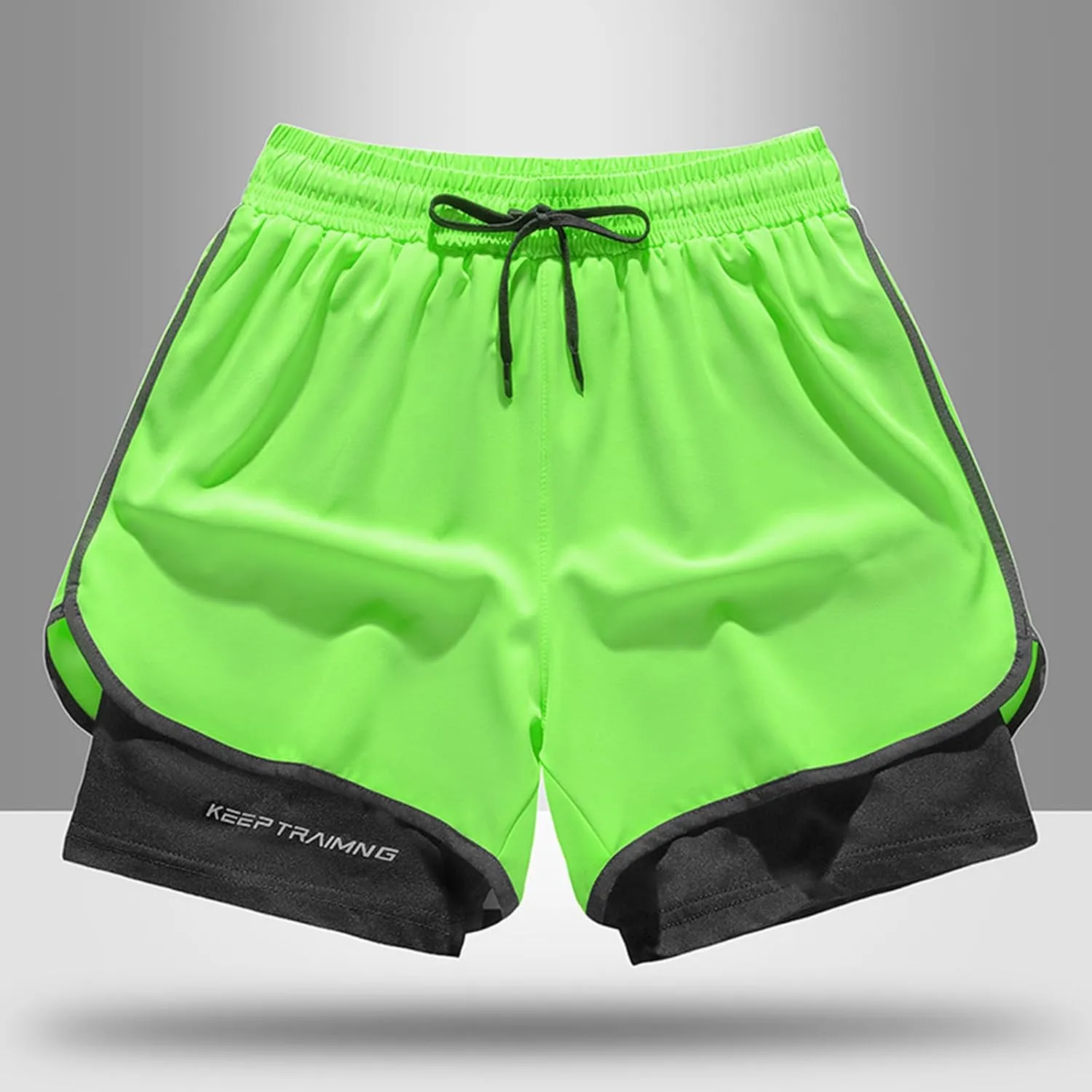 Mens Shorts 3 Inch with Lining Quick Dry Short Pants Colorblock Elastic Waist Sports Wear,Mens Active Wear,Athletic Gear