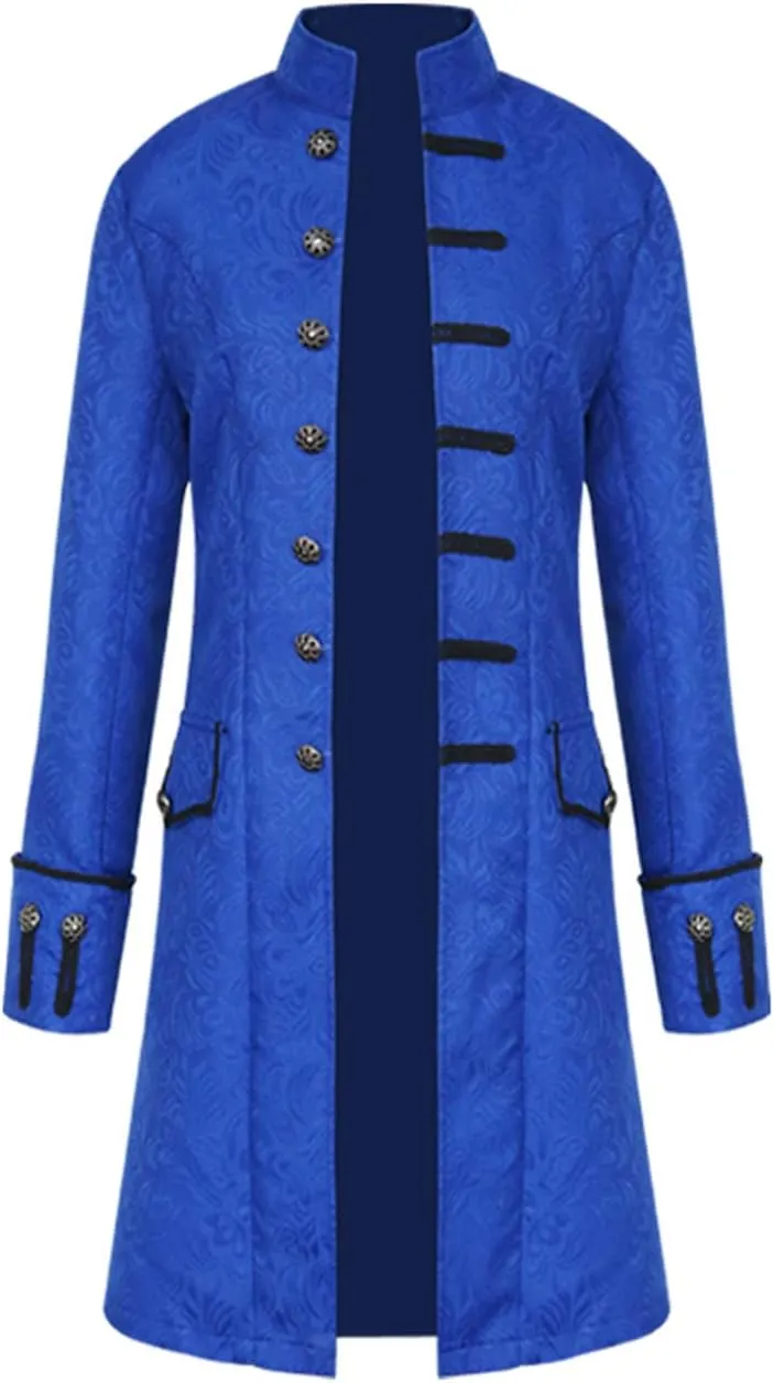 Men's Steampunk Coat Colonial Jacket Vintage Medieval Victorian Costume Tailcoat