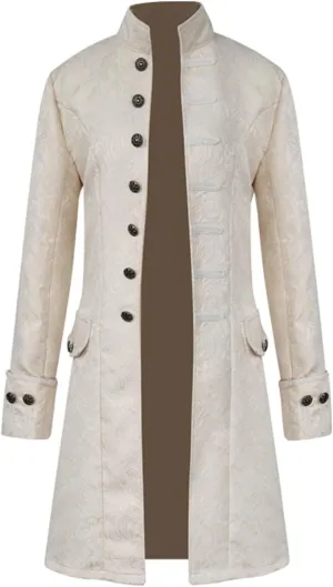 Men's Steampunk Coat Colonial Jacket Vintage Medieval Victorian Costume Tailcoat