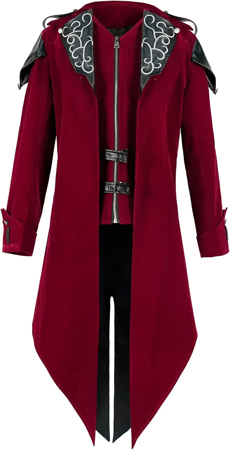 Men's Steampunk Gothic Hooded Jacket - Medieval Cosplay Halloween Costume