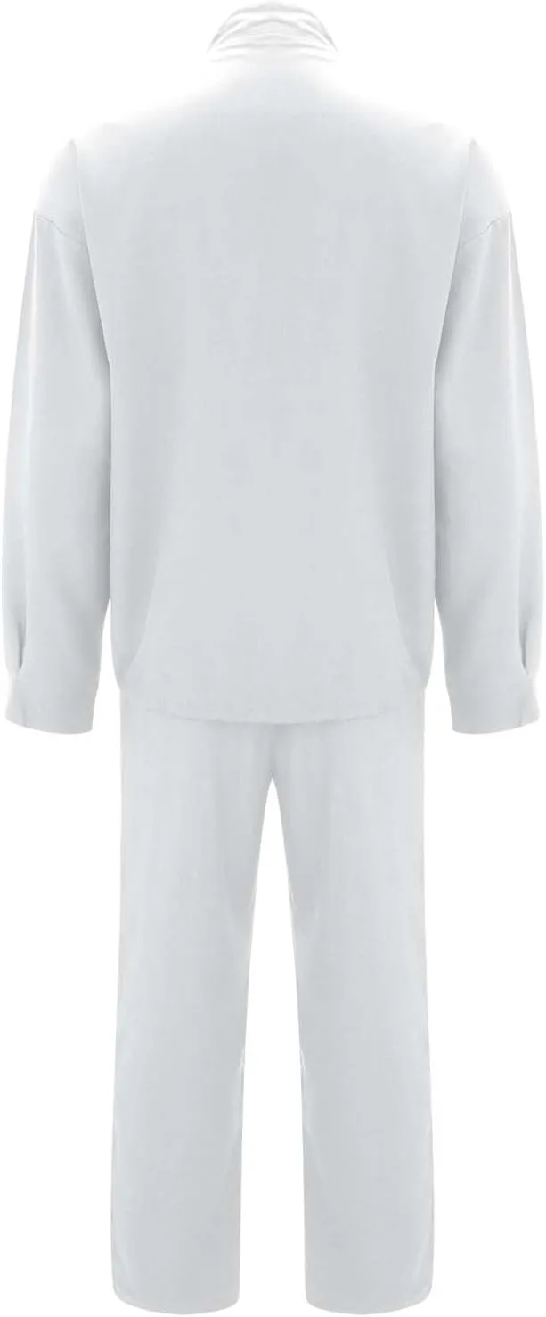 Mens Two Piece Outfits Sets Fall Buttoned Drawstring Open Front Cardigan and Casual Long Pants Loose Fit Jackets