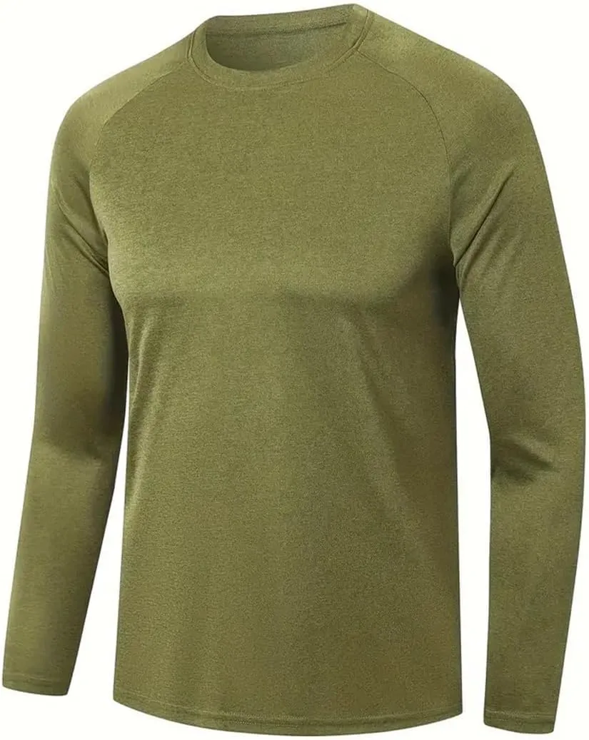 Men's UV Sun Protection Fishing Shirts Quick Dry Long Sleeve Tops Solid Color Sports Clothing Multi Packs