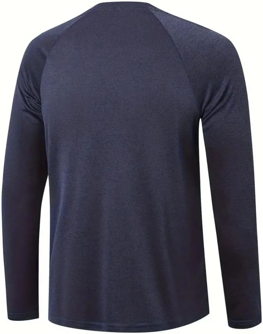 Men's UV Sun Protection Fishing Shirts Quick Dry Long Sleeve Tops Solid Color Sports Clothing Multi Packs