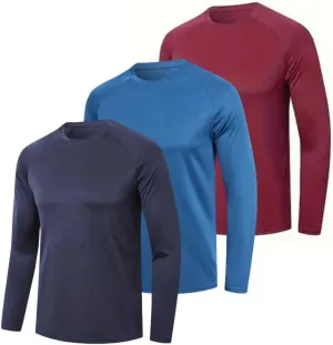 Men's UV Sun Protection Fishing Shirts Quick Dry Long Sleeve Tops Solid Color Sports Clothing Multi Packs