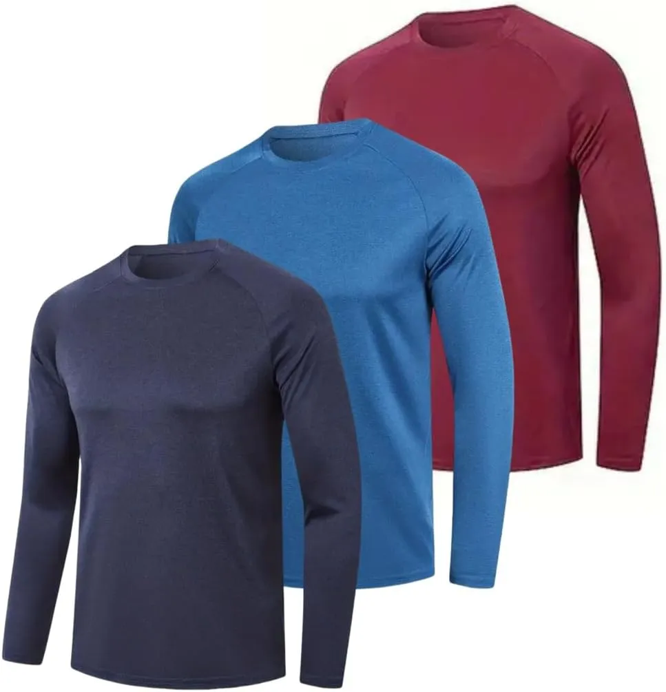 Men's UV Sun Protection Fishing Shirts Quick Dry Long Sleeve Tops Solid Color Sports Clothing Multi Packs