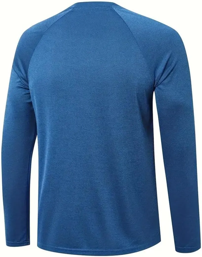 Men's UV Sun Protection Fishing Shirts Quick Dry Long Sleeve Tops Solid Color Sports Clothing Multi Packs