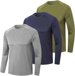 Men's UV Sun Protection Fishing Shirts Quick Dry Long Sleeve Tops Solid Color Sports Clothing Multi Packs